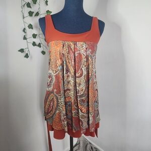 JW Maternity Paisley Tunic Tank Top with Belt